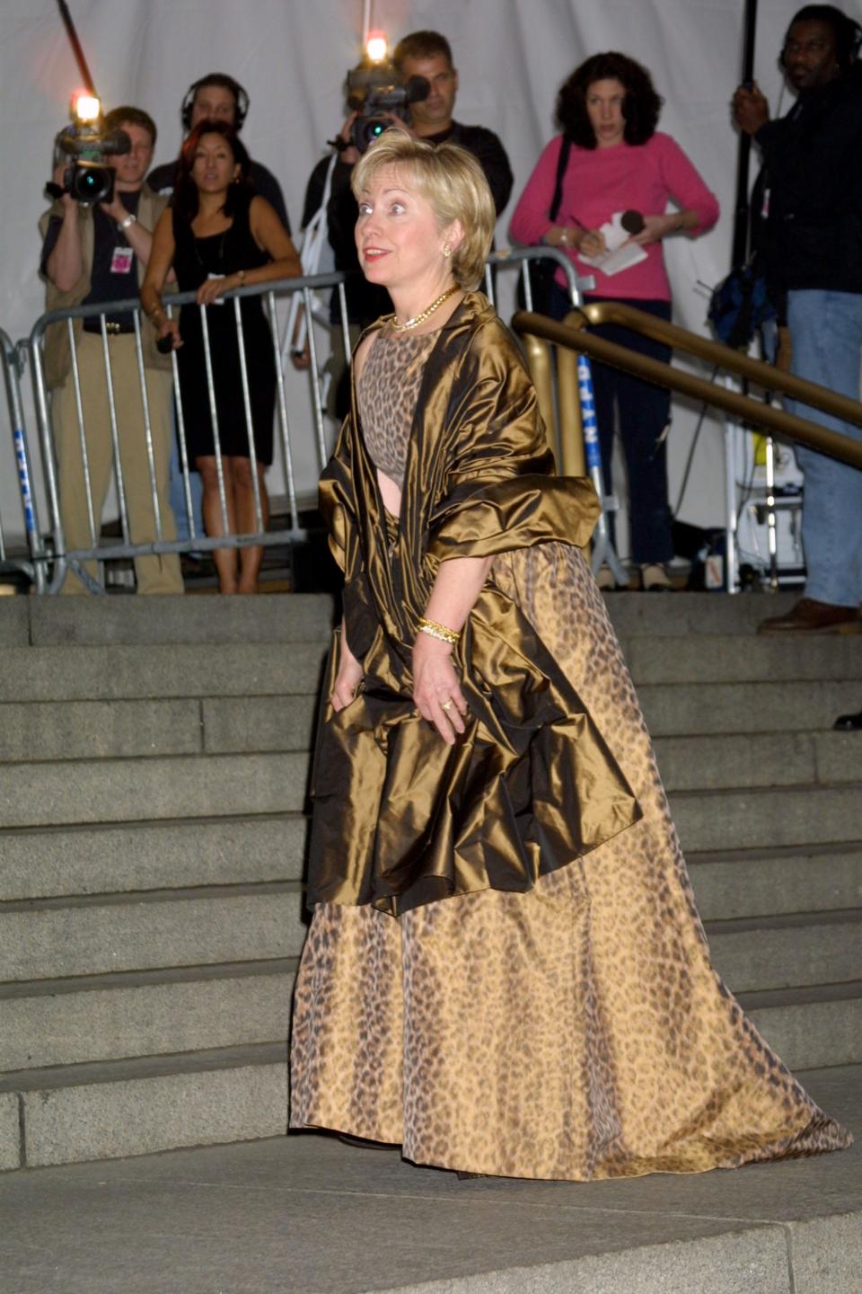 Hillary Clinton at the Costume Institute Gala to celebrate the clothes of Jacqueline Kennedy.