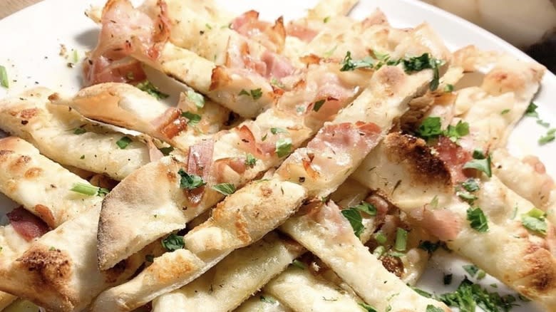 Pizza fries on plate
