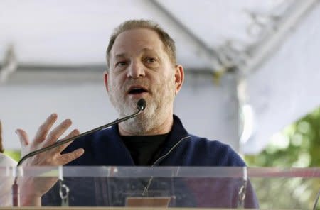 FILE PHOTO: Producer Harvey Weinstein speaks at the ceremony for the unveiling of the star for Italian composer Ennio Morricone on the Hollywood Walk of Fame in Hollywood, California February 26, 2016.   REUTERS/Mario Anzuoni