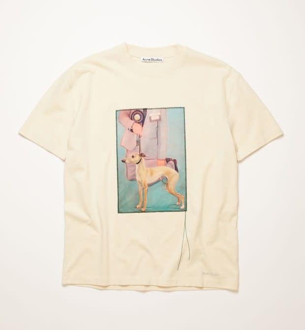 <p><strong>Acne Studios Dog-Patch T-Shirt, $230, <a href="https://www.acnestudios.com/us/en/dog-patch-t-shirt-warm-white/AL0168-AEI.html?categid=woman-new-arrivals" rel="nofollow noopener" target="_blank" data-ylk="slk:available here;elm:context_link;itc:0;sec:content-canvas" class="link ">available here</a>: "</strong>I would be lying if I said I didn't have a browser window open to this product page — for a T-shirt from Acne Studios's dog-themed collaboration with Lydia Blakeley — for weeks." — Ana Colón, Senior Editor</p>