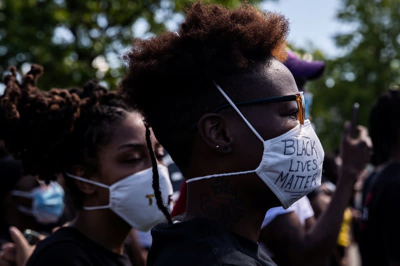 Protesters rally against the death in Minneapolis police custody of George Floyd, in Newark