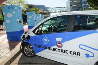 Electric Avenue charging stations in Portland, Oregon [photo: Portland General Electric]