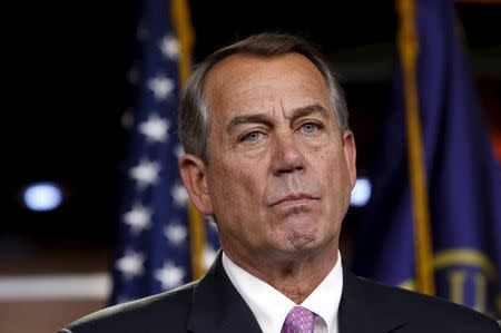 U.S. House Speaker John Boehner (R-OH) speaks at a news conference on Capitol Hill in Washington May 14, 2015. REUTERS/Yuri Gripas