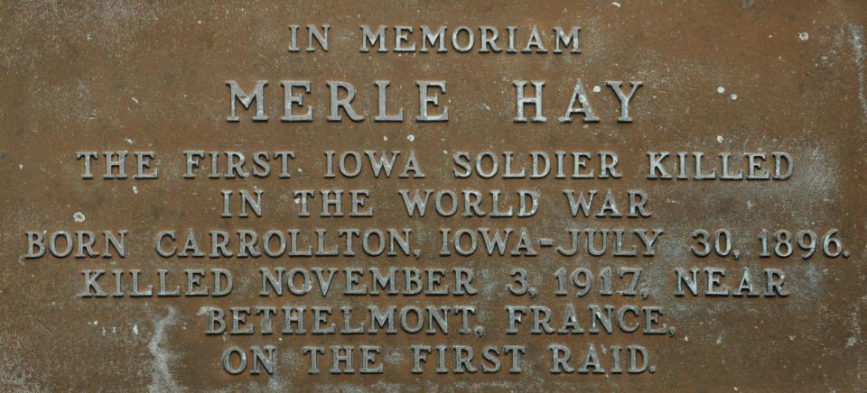 Members of local VFW posts rededicated a memorial to Merle Hay in 2006 near the corner of Merle Hay and Aurora roads in Des Moines.