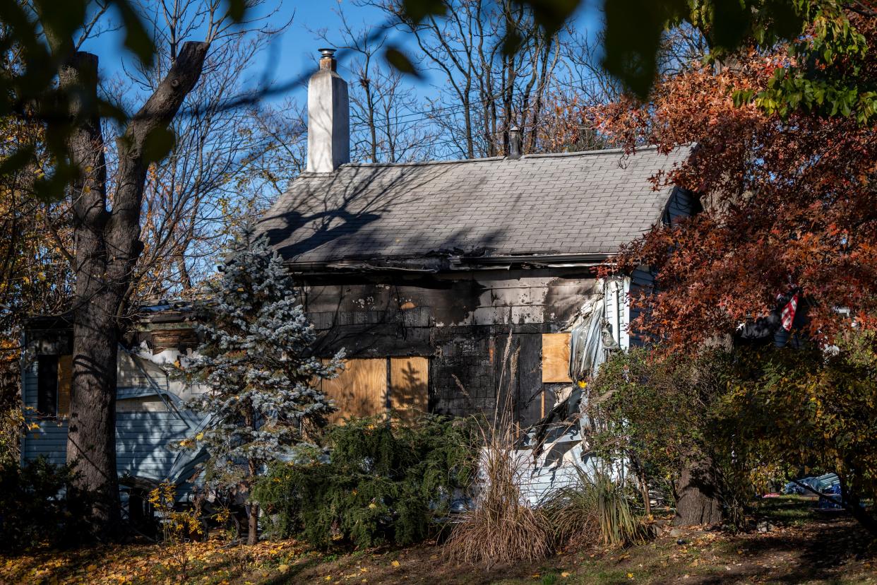 The aftermath of a fatal fire on River Road in Bogota is shown on Saturday, November 18, 2023.