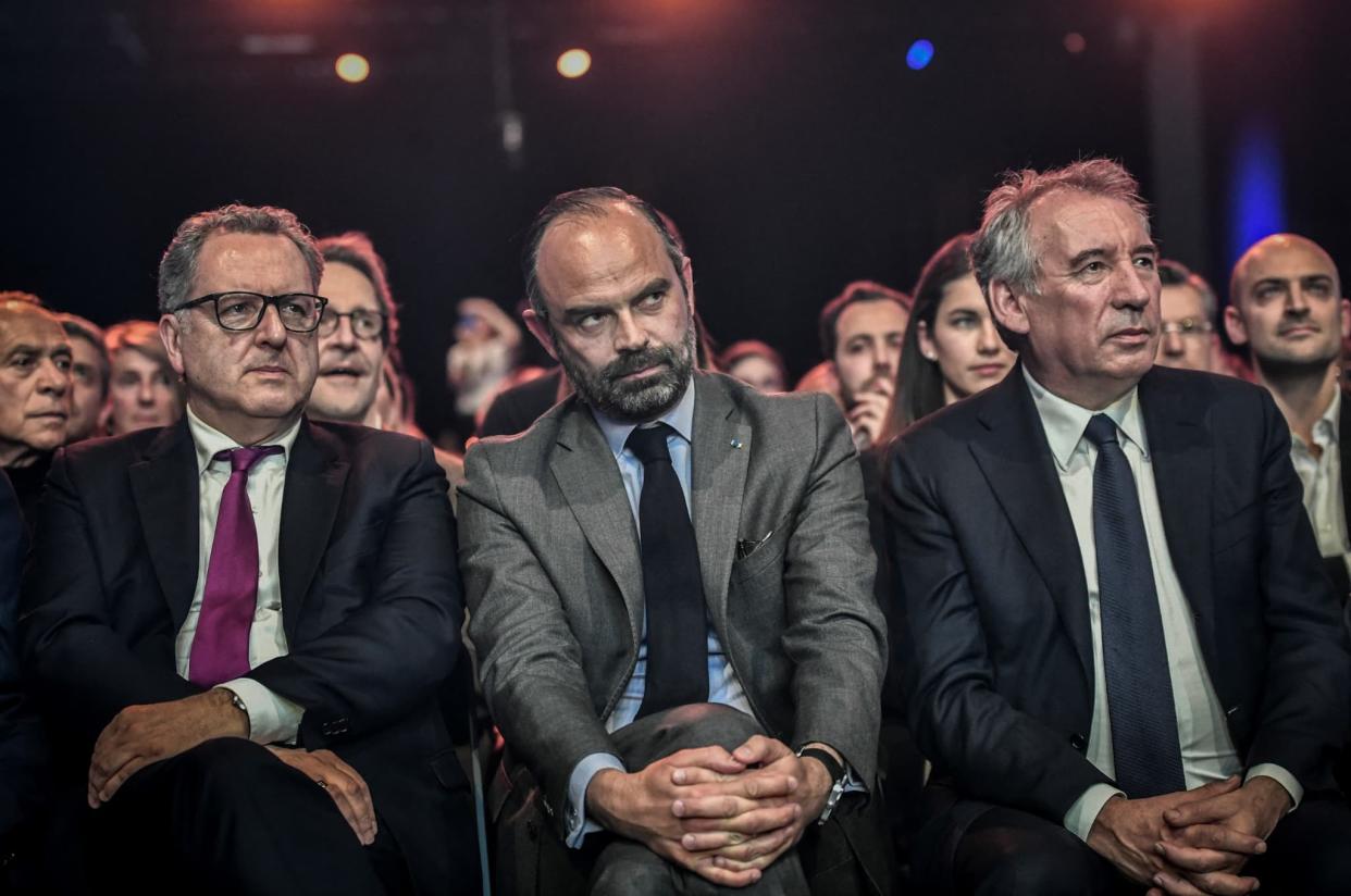 Richard Ferrand, Édouard Philippe et François Bayrou, le 30 mars 2019 à Paris - STEPHANE DE SAKUTIN / AFP