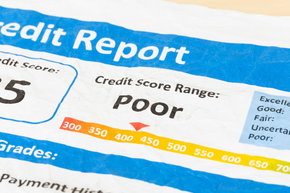 A poor credit score can leave you with fewer lending options. (Photo: Getty)