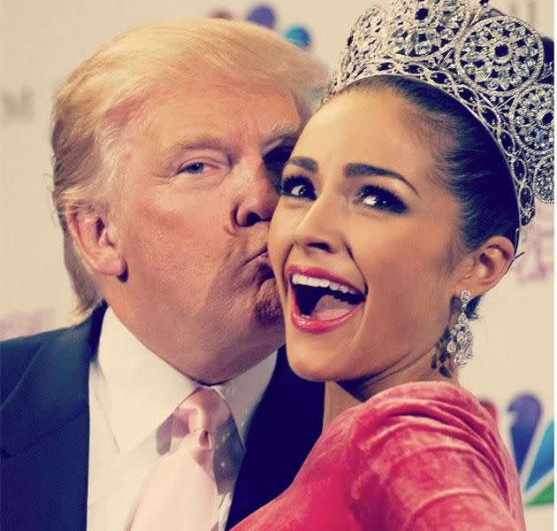 Amber shared her story with this photo, which features Donald Trump with model Olivia Culpo. Source: Instagram.