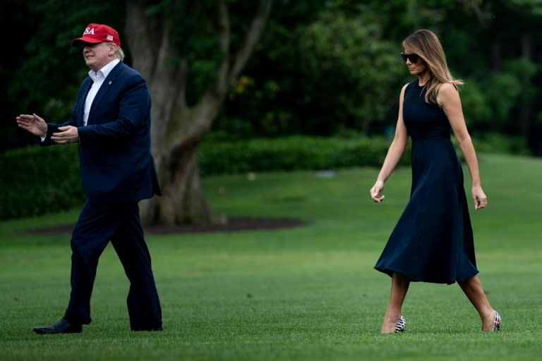 Donald Trump et la Première dame Melania Trump à leur retour à la Maison Blanche, le 7 juin 2019