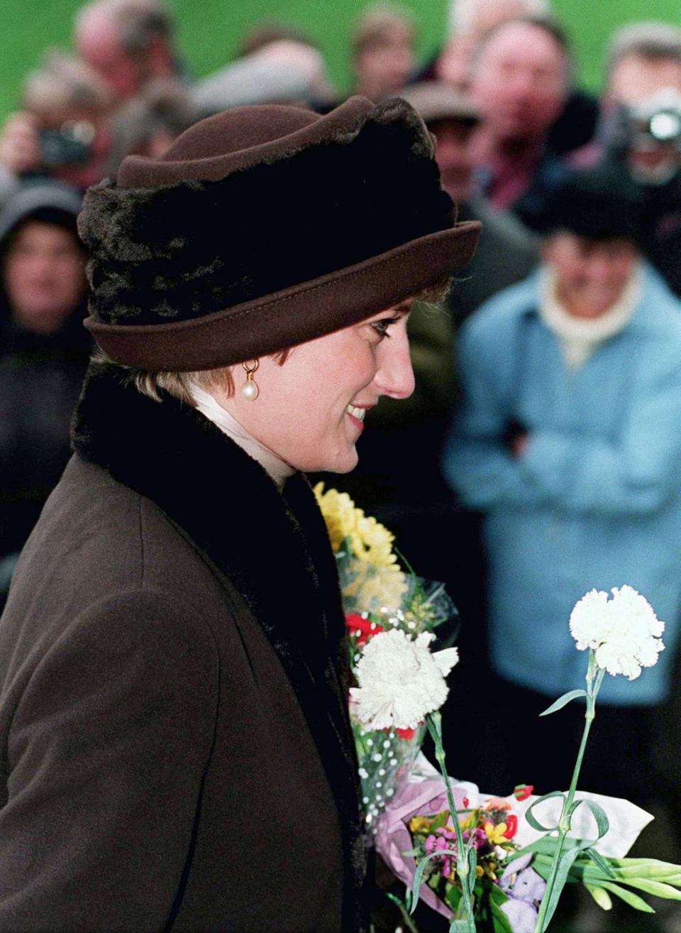 <p>Princess Diana at Christmas Day service at Sandringham in 1994. </p>