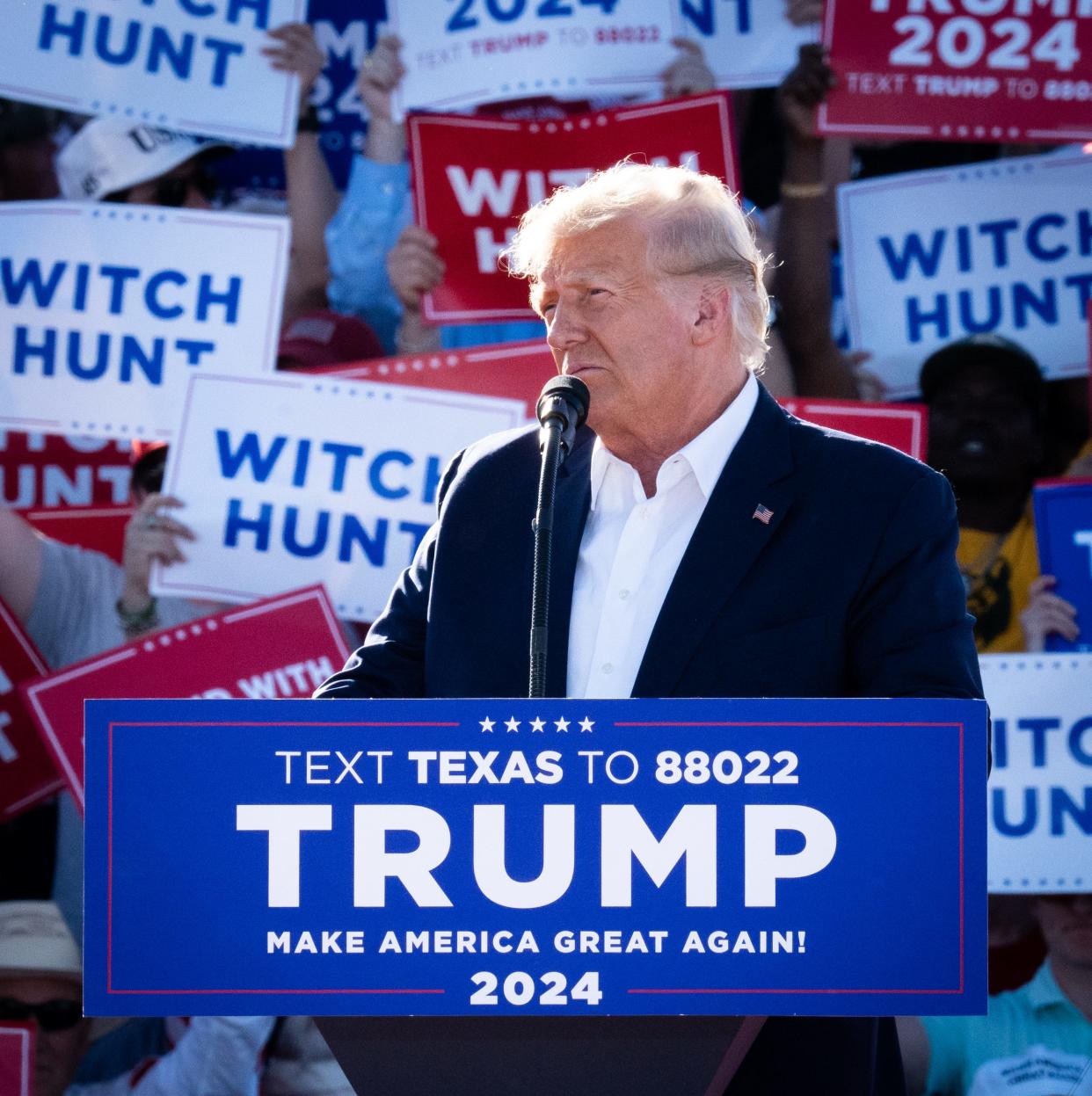 Former President Donald Trump speaks at the Make America Great Again Rally in Waco, Texas, Saturday, March 25, 2023. 