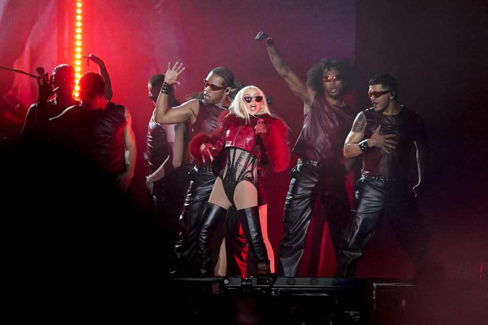 Christina Aguilera durante su concierto en el Festival Tecate Emblema en la Ciudad de México el sábado 18 de mayo de 2024. (Foto AP/Aurea Del Rosario)