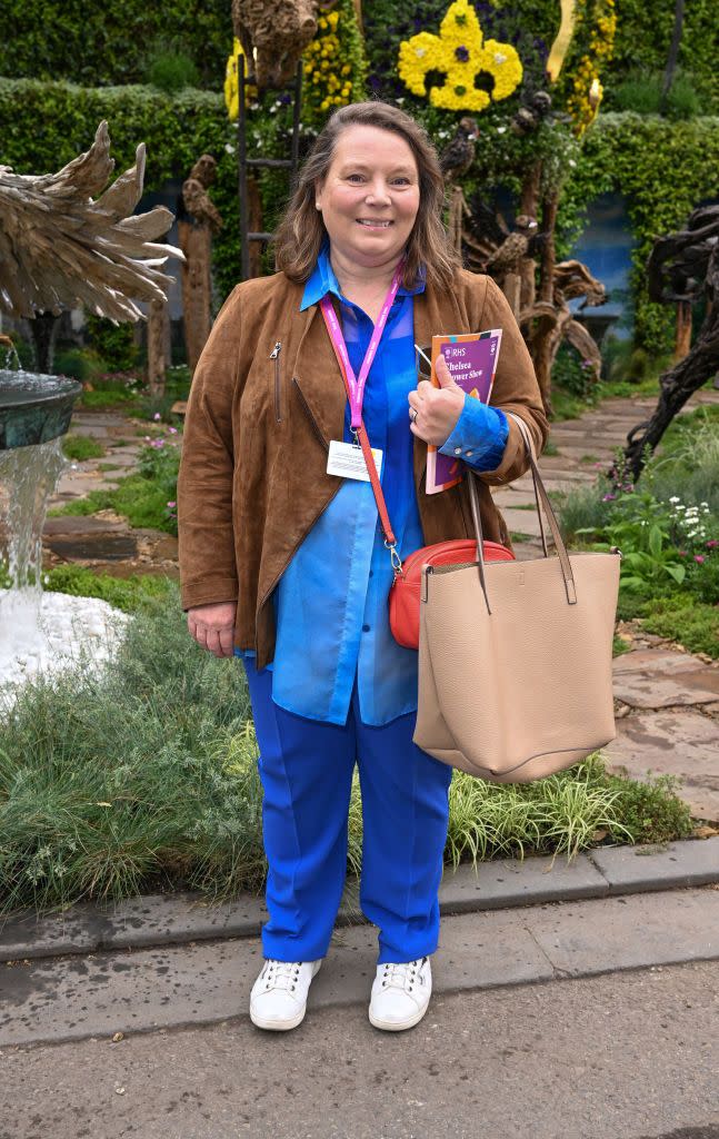 london, england may 22 joanna scanlan attends the 2023 chelsea flower show at royal hospital chelsea on may 22, 2023 in london, england photo by jeff spicergetty images