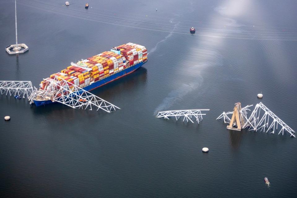 The container ship reportedly lost power several times before drifting out of control into the base of the Baltimore bridge. Getty Images