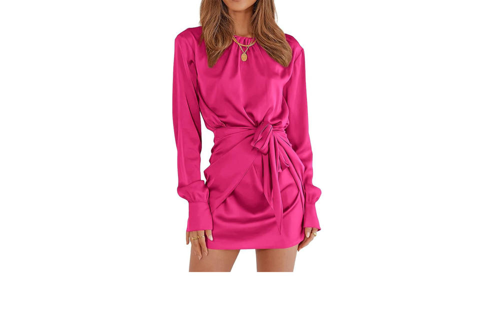 pink long-sleeve dress