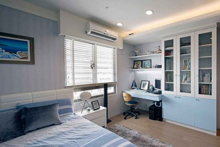 搭配窗簾的空間可以讓冷氣減少耗電量。圖片提供／采舍空間設計