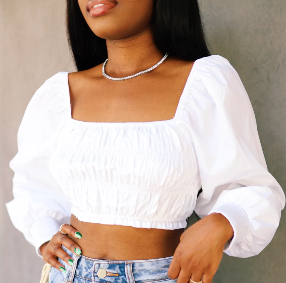 Fall Back Puff Sleeve Crop Top