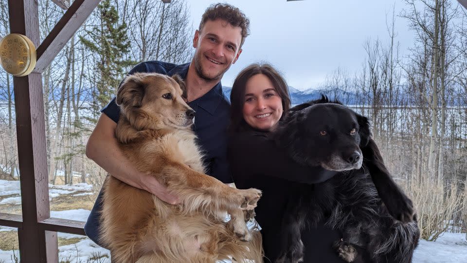 Turcich and his fiancee Bonnie with their dogs Savannah and Cleo, who have both since passed away. - Courtesy Tom Turcich