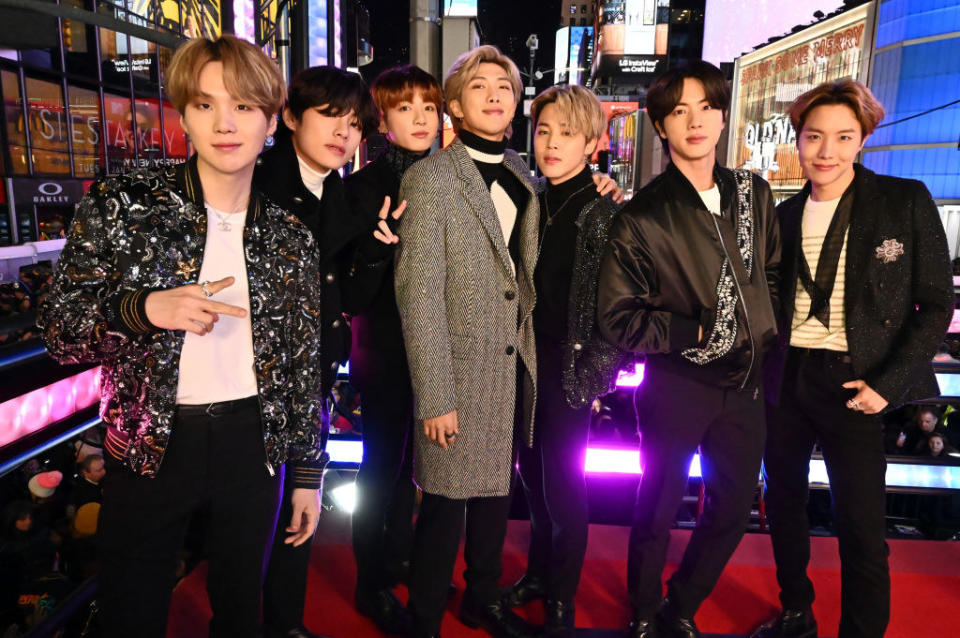 BTS posing on the red carpet