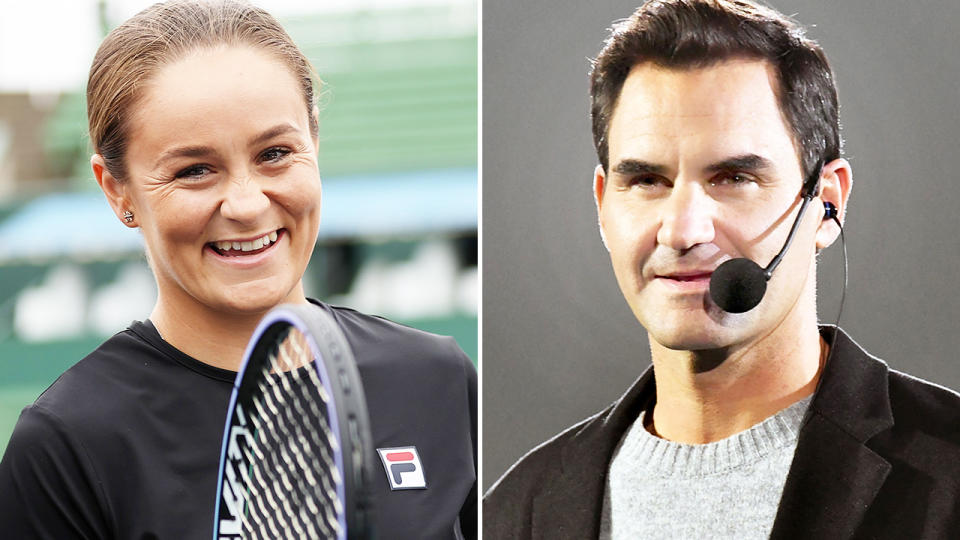 Roger Federer, pictured here opening up about why players like Ash Barty retire at an early age.