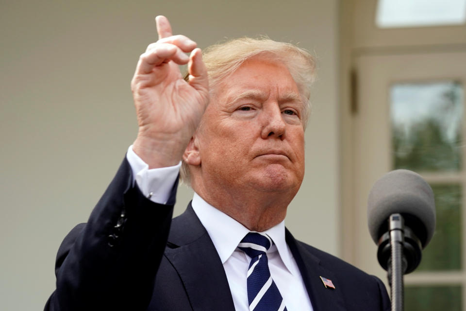 President Trump in the Rose Garden of the White House in Washington on Oct. 16, 2017. (Photo: Reuters/Yuri Gripas)