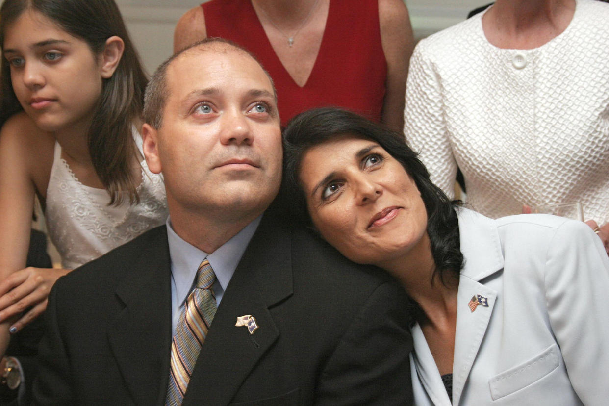 Nikki Haley and Michael Haley in 2010, when Nikki Haley was a candidate for governor. (Brett Flashnick / AP)