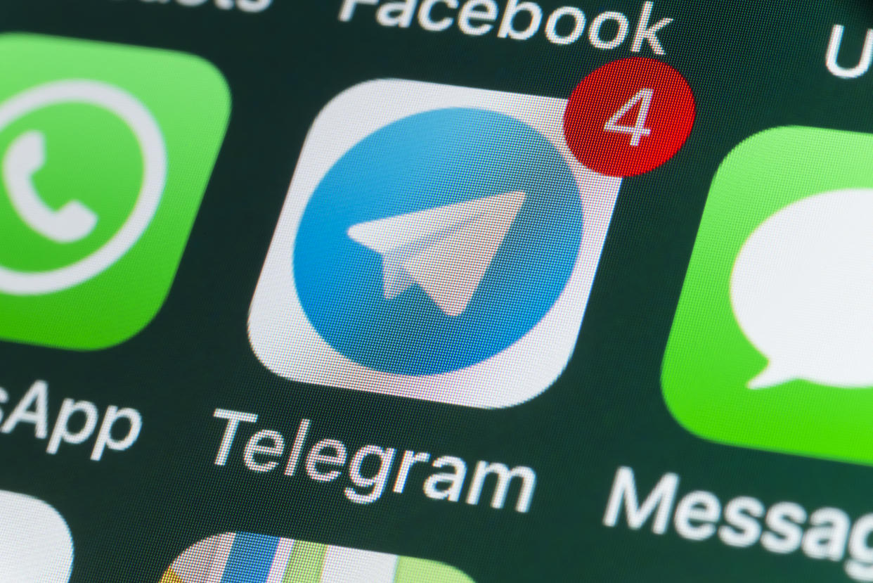 Telegram on the screen of an iPhone.