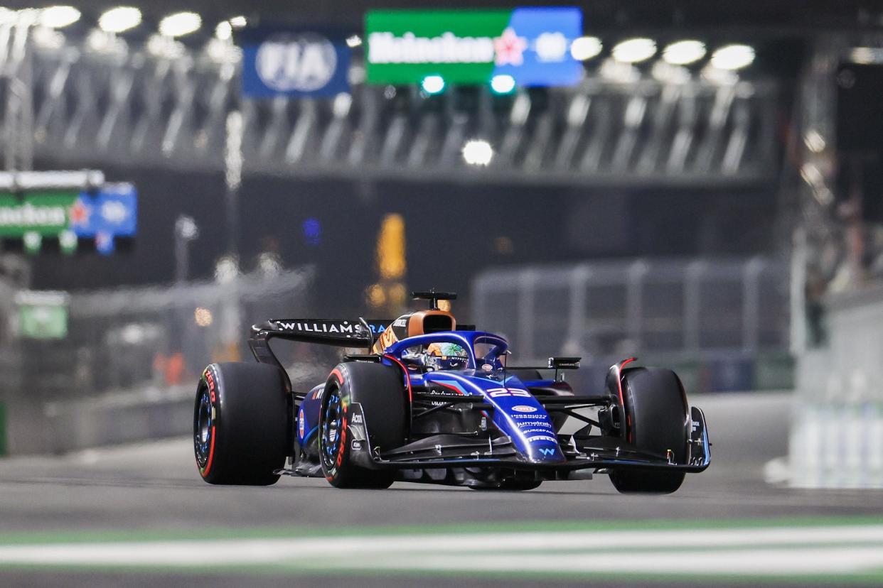 Alex Albon on the track in Vegas (EPA)