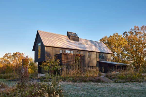 Sited in rural Pennsylvania, The 5,390 square foot residence consists of the main house, and adjacent garage where the residents now store the boat that was once their home.