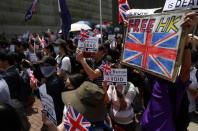 Anti-government protesters gather at British Consulate General in Hong Kong