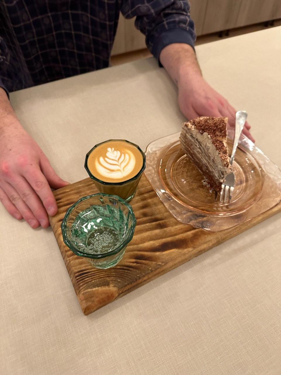 The menu at Wynnsome Cake and Tea in Columbia features a variety of teas, tea lattes, espresso drinks and cake by the slice.