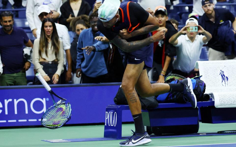 Nick Kyrgios - Watch: Nick Kyrgios smashes two rackets after crashing out of US Open at hands of Karen Khachanov - REUTERS