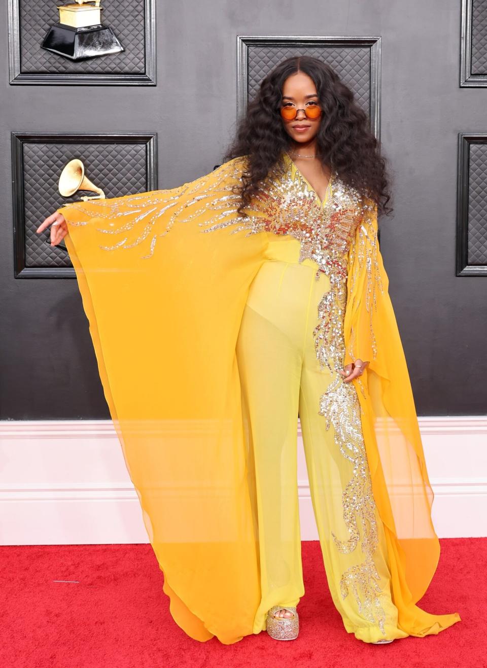 HER 2022 Grammys Red Carpet Yellow Jumpsuit