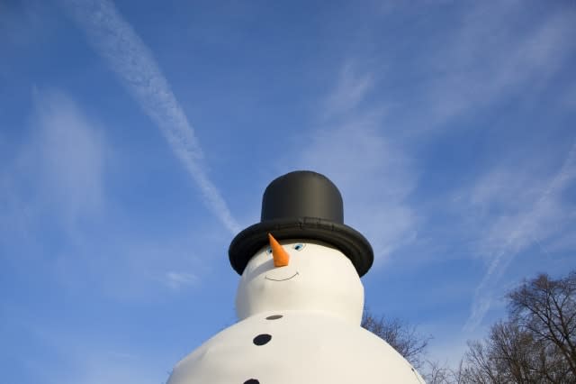Inflatable snowman at Christmas carnival