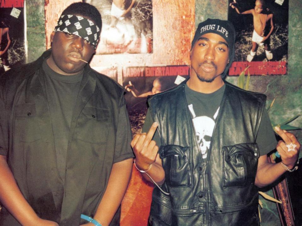 Biggie Smalls and Tupac Shakur before the feud (Rex)