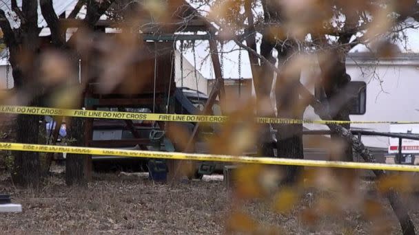 PHOTO: In this screen grab from a video, caution tape is shown during the search for Athena Strand in Wise County, Texas, Dec. 3, 2022.  (WFAA)