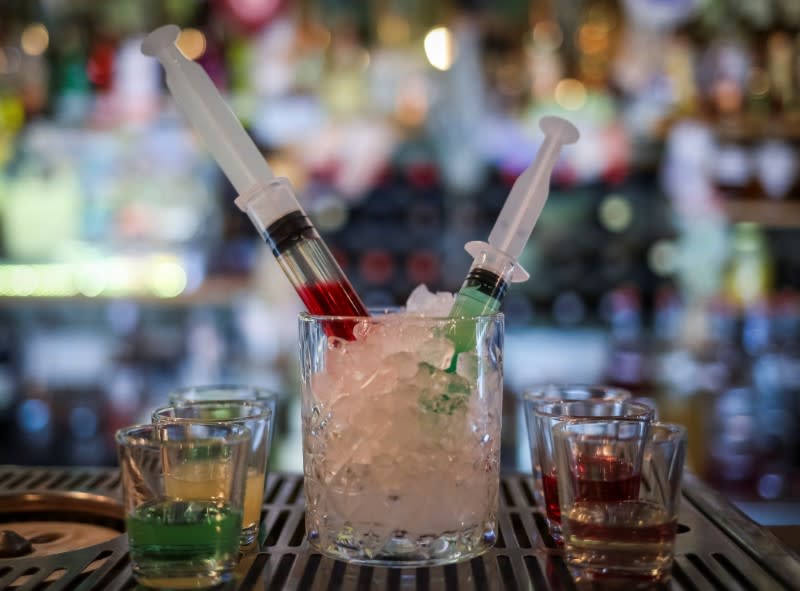 A view shows the new cocktail "Coronavirus" in a bar in Moscow