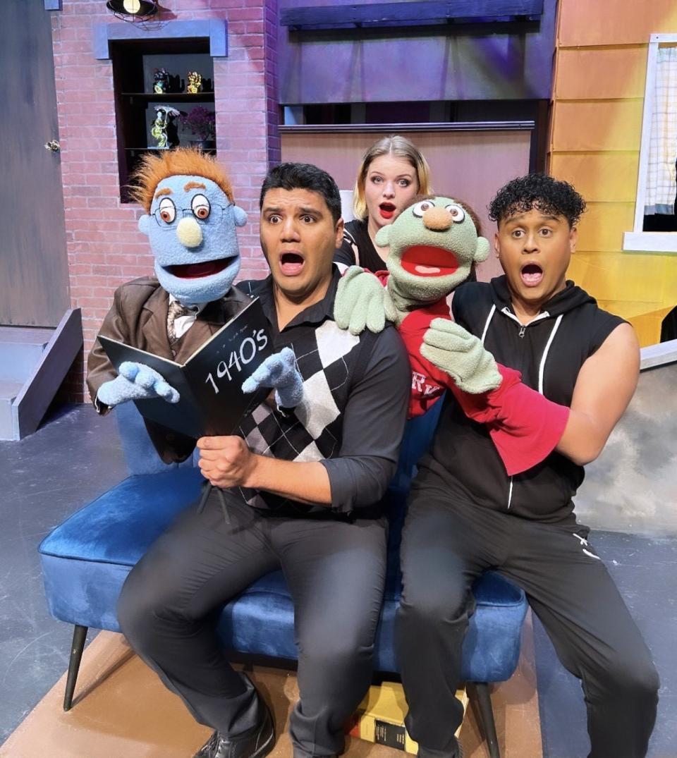 Jared Sierra plays "Rod," Luci Sloan plays "Lucy" and Carlos Jiminez plays "Nicky" in the R-rated musical "Avenue Q," playing at the Henegar Center in downtown Melbourne through June 18, 2023. Visit henegarcenter.com.