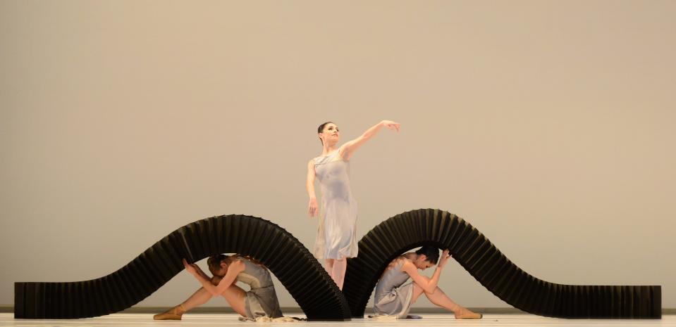 A scene from the Birmingham Royal Ballet production of Jessica Lang’s “Lyric Pieces” which she created for the company. She is staging a new production for The Sarasota Ballet.