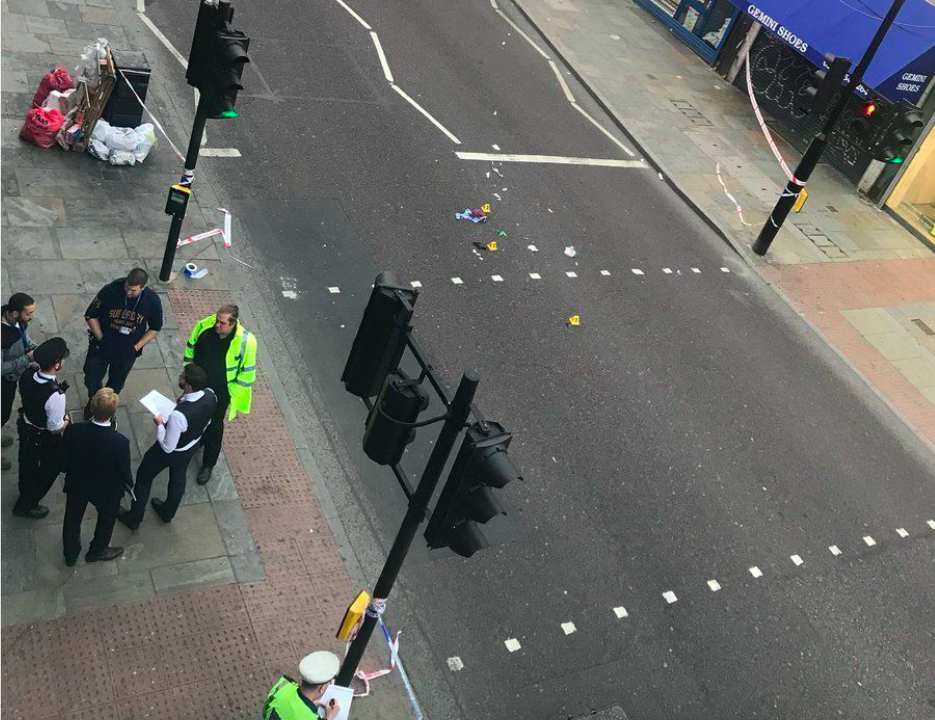 <em>The scene in Kingsland Road after a cyclists hit down a pedestrian on Tuesday evening (Matt Donald/PA)</em>