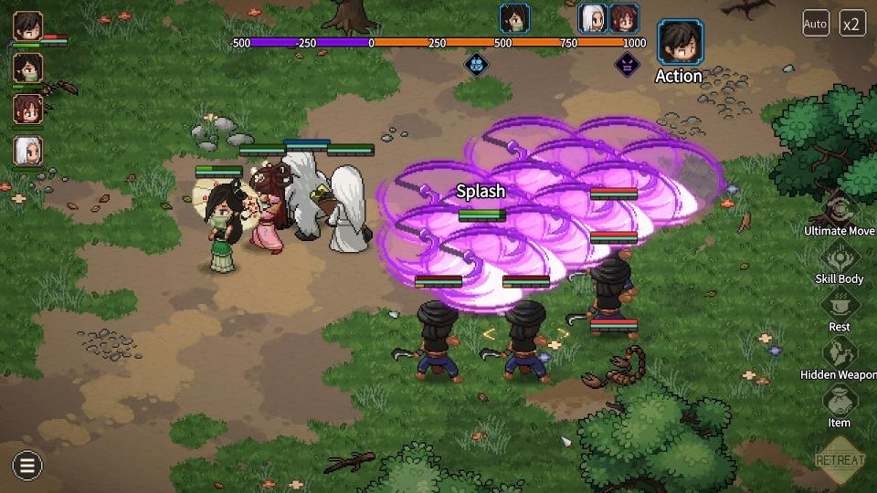 Pixel-art martial artists in tactical RPG Hero's Adventure: Road to Passion