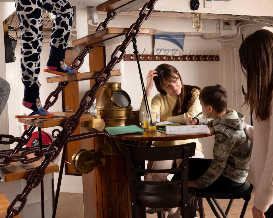 Julia and Danilo Martyshkina aboard the M.L.V Castor in Rotterdam on April 30.<span class="copyright">Max Pinckers for TIME</span>