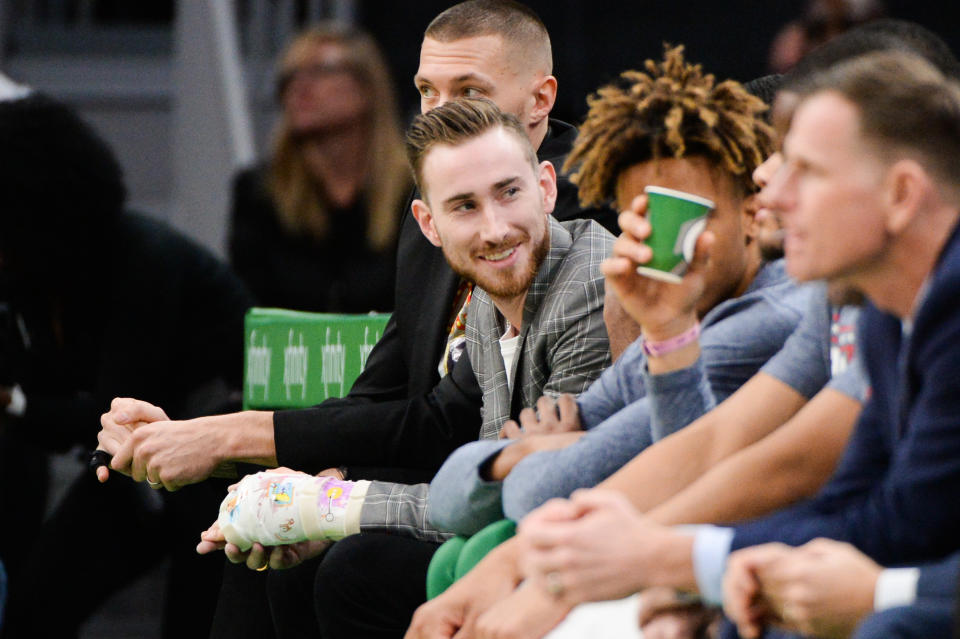 After undergoing hand surgery less than four weeks ago, Celtics wing Gordon Hayward said he feels like he’s “ahead of schedule” in his recovery.