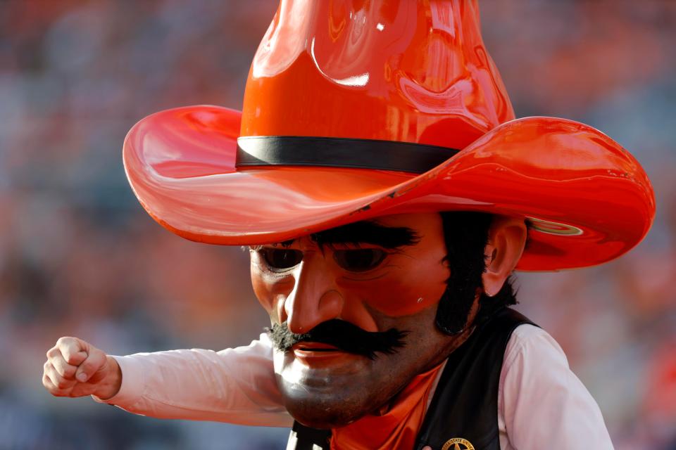 OSU mascot Pistol Pete cheers on the Cowboys on Sept. 16 against South Alabama at Boone Pickens Stadium.