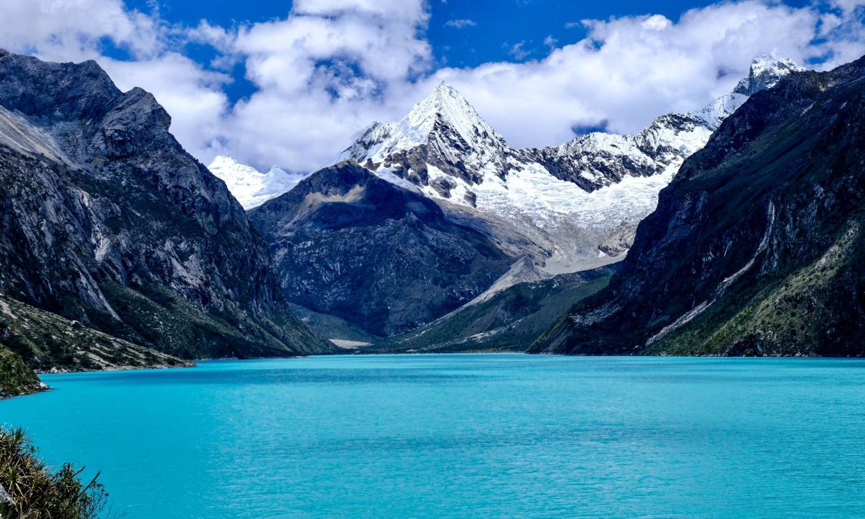 <span>Laguna Parón, at an altitude of 4,200 metres, is one of Peru’s most spectacular glacial lakes and the largest in the Cordillera Blanca mountains </span><span>Photograph: Harriet Barber/The Guardian</span>