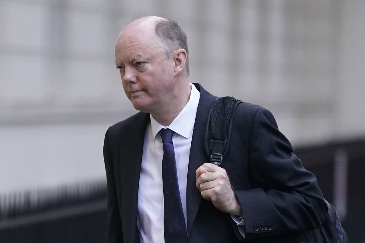 Chief medical officer Sir Chris Whitty arrives to give a statement to the UK Covid-19 Inquiry at Dorland House in London (PA Wire)