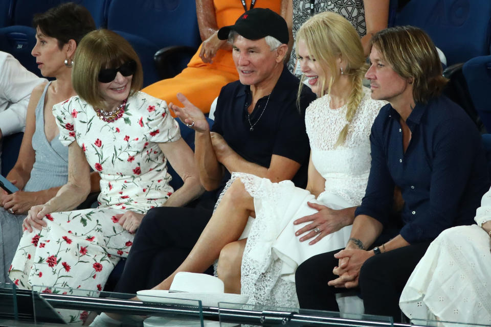 The lovebirds sat alongside the likes of US Vogue’s editor-in-chief, Anna Wintour and director Baz Luhrmann. Photo: Getty Images