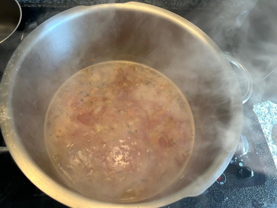 Simmering Ina Garten's winter minestrone soup