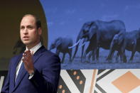 FILE - Britain's Prince William delivers a speech at the Tusk Conservation Awards in London, Monday Nov. 22, 2021. The world watched as Prince William grew from a towheaded schoolboy to a dashing air-sea rescue pilot to a father of three. But as he turns 40 on Tuesday, June 21, 2022, William is making the biggest change yet: assuming an increasingly central role in the royal family as he prepares for his eventual accession to the throne. (Toby Melville/Pool via AP, File)
