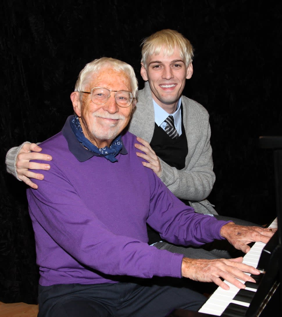 Aaron Carter in Rehearsals with creator Tom Jones for his Off-Broadway stage debut in 'The Fantasticks' at Snapple Theater Center in New York City.